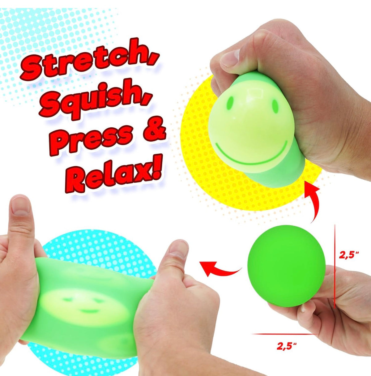 JARU Squish Attack Smiley Face Squooshy Sphere