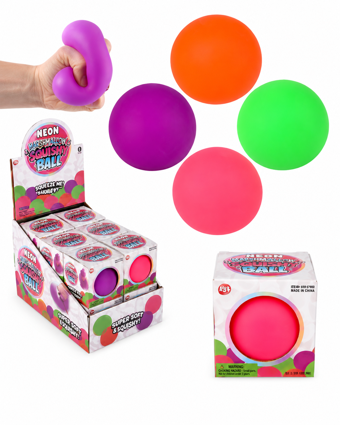 Neon Marshmallow Squish Ball 🌈✨